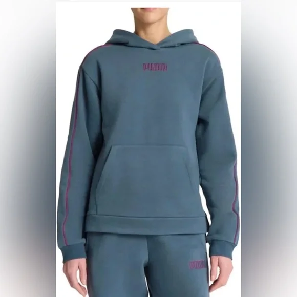 Puma Women's Slate Blue hoodie with Pink Accents NWT - Picture 1 of 4